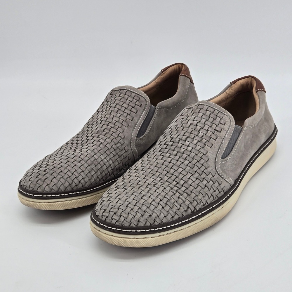 Johnston & Murphy McGraw Woven Slip On Grey Suede Leather Loafers Mens 13M